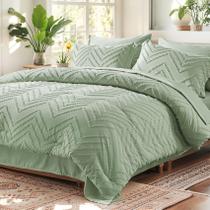 Conjunto de edredom Anluper Queen Sage Green Tufted 7 peças Conjunto de edredom Anluper Queen Sage Green Tufted 7 peças