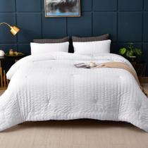 Conjunto de edredom Avelom Seersucker Queen 3 peças branco