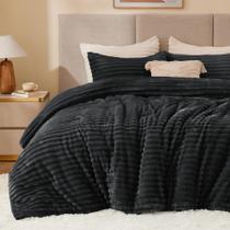 Conjunto de edredom BEDELITE Fleece Full, supermacio e quente, preto