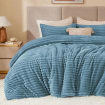 Conjunto de edredom BEDELITE Fleece Queen Blue Fog com 2 fronhas Conjunto de edredom BEDELITE Fleece Queen Blue Fog com 2 fronhas