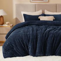 Conjunto de edredom BEDELITE Fleece Queen Navy Blue com 2 fronhas Conjunto de edredom BEDELITE Fleece Queen Navy Blue com 2 fronhas