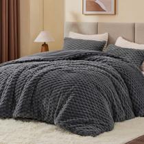Conjunto de edredom BEDELITE Fluffy King Size Grey Fleece, 3 peças Conjunto de edredom BEDELITE Fluffy King Size Grey Fleece, 3 peças