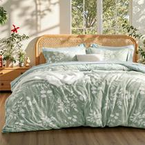 Conjunto de edredom Bedsure California King, 7 peças, verde floral