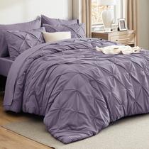 Conjunto de edredom Bedsure California King Greyish Purple 7 peças