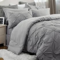 Conjunto de edredom Bedsure California King Pinch Pleat Grey Conjunto de edredom Bedsure California King Pinch Pleat Grey