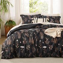 Conjunto de Edredom Bedsure Floral Queen Size - Edredom Preto