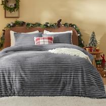Conjunto de edredom Bedsure Fluffy Faux Fur King Size cinza claro Conjunto de edredom Bedsure Fluffy Faux Fur King Size cinza claro