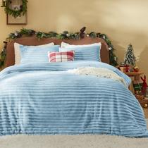 Conjunto de edredom Bedsure Fluffy King Size azul claro, 3 peças