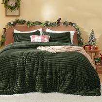 Conjunto de edredom Bedsure Fluffy Queen Olive Green 3 peças