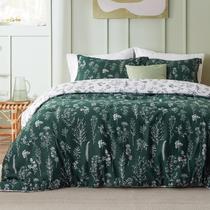 Conjunto de Edredom Bedsure King 3 Peças - Estampa Floral Esmeralda