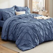 Conjunto de Edredom Bedsure King Size - 7 Peças - Azul Sate