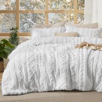 Conjunto de Edredom Bedsure King Size - Estilo Boho Tufted Branco Brilhante