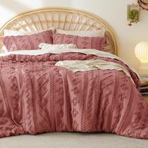 Conjunto de Edredom Bedsure King Size - Estilo Boho Tufted Rosa Cinza