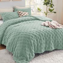 Conjunto de Edredom Bedsure King Size - Plush Verde Sage