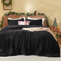 Conjunto de Edredom Bedsure King Size Preto - 3 Peças - Super Macio Conjunto de Edredom Bedsure King Size Preto - 3 Peças - Super Macio