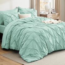 Conjunto de edredom Bedsure King Size verde menta, 7 peças