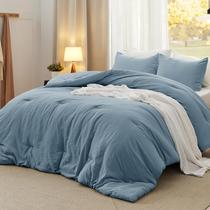 Conjunto de edredom Bedsure Oversize King Mineral Blue, 3 peças