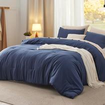 Conjunto de edredom Bedsure Oversize King Navy Blue 3 peças Conjunto de edredom Bedsure Oversize King Navy Blue 3 peças