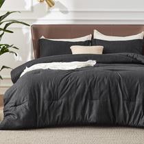 Conjunto de edredom Bedsure Queen Black Soft Bedding, 3 peças
