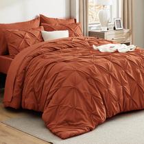 Conjunto de Edredom Bedsure Queen Burnt Orange 7 Peças