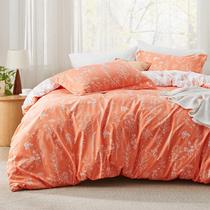 Conjunto de edredom Bedsure Queen Coral Orange com 2 fronhas
