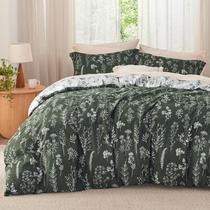 Conjunto de edredom Bedsure Queen Dark Olive Green com 3 peças