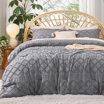 Conjunto de edredom Bedsure Queen Grey com 2 fronhas, 3 peças Conjunto de edredom Bedsure Queen Grey com 2 fronhas, 3 peças