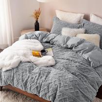 Conjunto de Edredom Bedsure Queen - Plush Fleece Cinza - 3 Peças