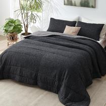 Conjunto de Edredom Bedsure Queen Size - Refrescante/Quente - Preto Carvão