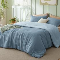 Conjunto de Edredom Bedsure Queen Size Reversível - 3 Peças - Azul