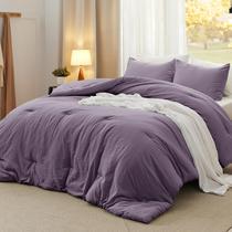 Conjunto de edredom Bedsure Queen Size, roxo acinzentado, 3 peças