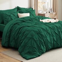 Conjunto de edredom Bedsure Queen verde escuro com 7 peças