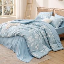 Conjunto de edredom Bedsure Sky Blue King com 7 peças de design floral