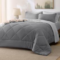Conjunto de edredom Bedsure Twin Reversible Grey, 5 peças
