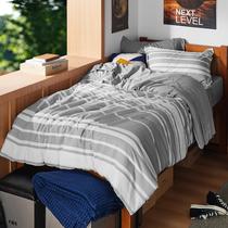 Conjunto de edredom Bedsure Twin Size, cinza, listrado, 5 peças