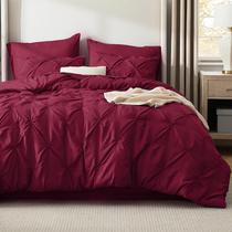 Conjunto de edredom Bedsure Twin Size Pintuck vermelho escuro borgonha Conjunto de edredom Bedsure Twin Size Pintuck vermelho escuro borgonha