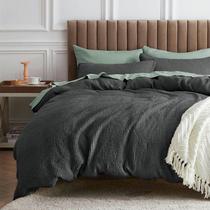 Conjunto de edredom Bedsure Waffle Queen Charcoal Cotton, 3 peças Conjunto de edredom Bedsure Waffle Queen Charcoal Cotton, 3 peças