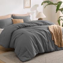 Conjunto de edredom Bedsure Waffle Twin Dark Grey (175x224cm)