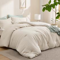 Conjunto de edredom Bedsure Waffle Weave King Beige, 3 peças