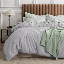 Conjunto de edredom Bedsure Waffle Weave King Grey Cotton 3 peças Conjunto de edredom Bedsure Waffle Weave King Grey Cotton 3 peças