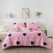 Conjunto de edredom Caressma Girls Pink Love Heart Twin Size Conjunto de edredom Caressma Girls Pink Love Heart Twin Size