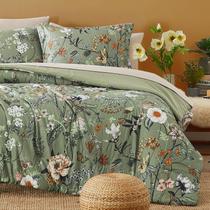 Conjunto de edredom CASAAGUSTO King Size, verde, floral, 7 peças Conjunto de edredom CASAAGUSTO King Size, verde, floral, 7 peças