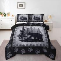 Conjunto de edredom Castle Fairy Bear Print Queen Size com 2 fronhas
