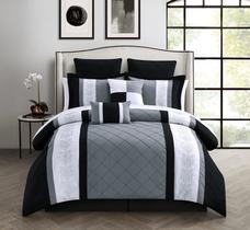 Conjunto de edredom Chic Home Livingston Black Queen de 8 peças