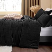 Conjunto de edredom ChiXpace Fluffy Queen com 2 fronhas pretas