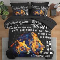 Conjunto de Edredom Completo Pamnest 7 Peças com Estampa de Leão