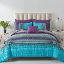 Conjunto de edredom Cottolester Boho King Size 8 peças Aqua