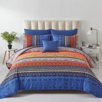 Conjunto de edredom Cottolester Boho Queen Size 8 peças de laranja queimada