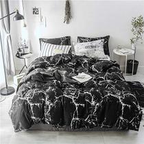 Conjunto de edredom Cottonight Black Marble Queen com 2 fronhas Conjunto de edredom Cottonight Black Marble Queen com 2 fronhas