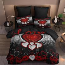 Conjunto de edredom Coutuechen Sexy Love King Size preto e prata Conjunto de edredom Coutuechen Sexy Love King Size preto e prata